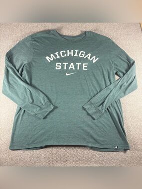 The Nike Tee Michigan State Heather Green Long-Sleeve Athletic Cut Tri-Blend XL